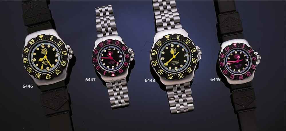 HEUER/TAG DAMENTAUCHERUHR PROFESSIONAL, SCHWEIZ UM 1992, KUNSTSTOFFGEH., EDELST.-BODENGESCHR., BEI FERTIGST. WASSERD. BIS 200 M, ...