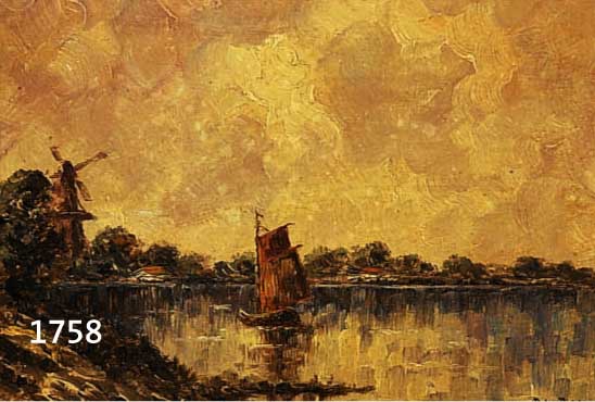 SCHüLLER, KARL, 1852 TAUS BöHMEN - 1901 WIEN, ÖL/PAPPE, SEENLANDSCHAFT MIT MüHLE UND SEGELSCHIFF, SIGNIERT, 18,5 X 24,5 CM