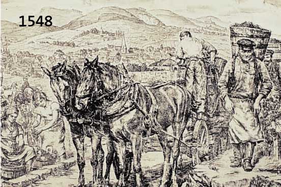 STRIEFFLER, HEINRICH, GEB. 1882 NEUSTADT AN DER WEINSTRAßE, LITHOGRAPHIE VON 1936, HERBST IM WEINBERG, SIEBELDINGEN AN DER WEINSTRAßE, 37 X 27 ...