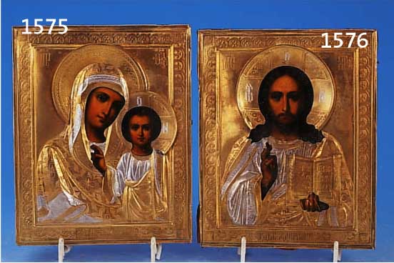 IKONEIKONE, RUßLAND, UM 1880, TEMPERA AUF HOLZ, SILBEROKLAD, TEILVERGOLDET CHRISTUS PANTOKRATOR, MEITERMARKE "A.C.", UNFACHMÄNNISCH ...