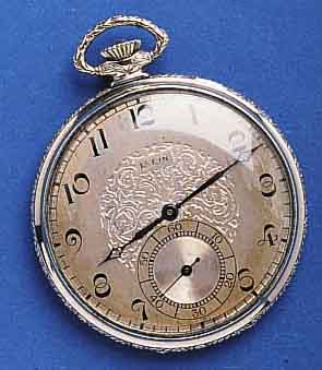 ELGIN ELGIN HERRENTASCHENUHR, USA UM 1926, WG- FILLED-GEH., RÜCKS. MONOGR. HN, VERS. BLATT, ALTERSBED. FARBL. GET., GEBL. STILFORMZEIGER, 17 ...