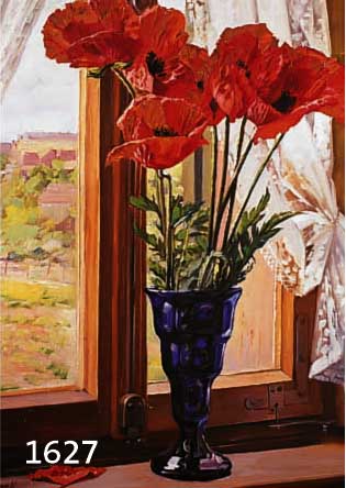 FRAFRANK, PHILIPP., 1. HÄLFTE 20. JH., ÖL/LWD. MOHNBLUMEN AUF DER FENSTERBANK, SIGNIERT, 40 X 63 CM, R.