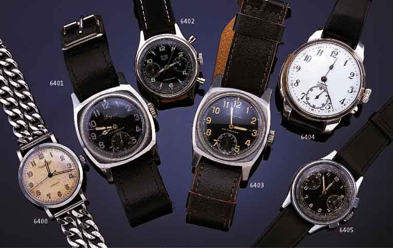 LONGINES LONGINES FLIEGERUHR, SCHWEIZ FÜR DIE TSCHE- CHISCHE LUFTWAFFE UM 1947, EDELST., CARREE- CAMBRE-FORM, BODEN GEDR., REG.-GRAV. AUF ...