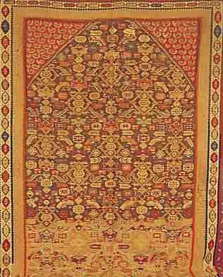 WEWERAMIN KELIM, PERSIEN, 440 X 170CM, EHZ 3 FLOR WOLLE .UM 1930.