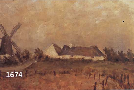 UNBEKANNTER KÜNSTLER, FRIESISCHE LANDSCHAFT, ÖL/LWD., LINKS UNTEN UNLESERLICH SIGNIERT, KLR, DAT. 27, LEICHTE KRAKELUREN, 55 X 60 CM, R.