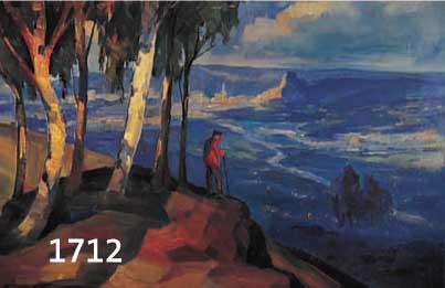 PROF.PROF. WIEDERHOLD, KARL, 1863-1961, ÖL/LEINWAND, ROMANTISCHE ABENDLANDSCHAFT IN BLAU GETAUCHT, FEINE FARBIGKEIT, GUT GESTAF- FELTE TIEFE IN ...