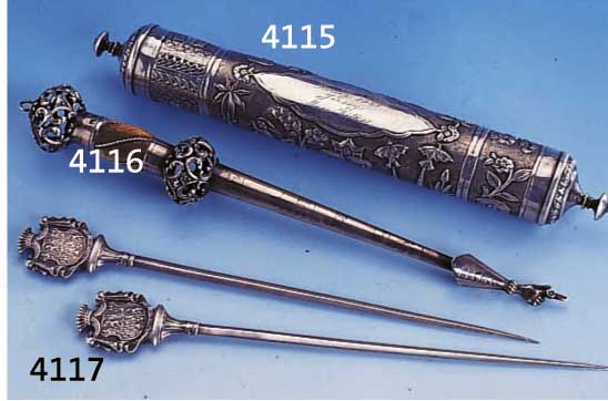 THOTHORAZEIGER, RUßLAND UM 1890, 84ER SILBER, INSCHRIFT, BEINEINLAGE, DURCHBRUCHARBEIT, L. CA. 29 CM