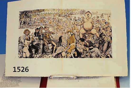 FRANCOIS RABELAIS: GARGANTUA, PARIS 1956, ED. D`ART ERYX, 193 S. AUF BÜTTEN (RIVES BLANC), LLUSTRATIONEN V. GASTON BARRET: 15 VORWIEGEND STARK ...