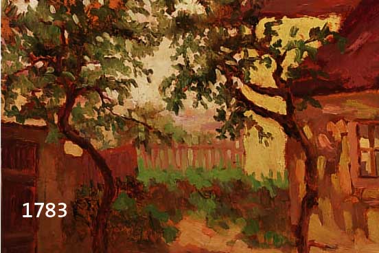 GUZGUZSIK, ÖDÖN, 1902-1954, IM GARTEN, ÖL/MALKARTON, RE. U. SIGN. (DURCH RAHMUNG VERDECKT), CA. 46 X 61 CM, R.