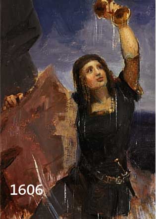 HESSHESS, GUSTAV AUGUST, 1849 WIEN - 1926, ÖL/PAPPE, DER TAUCHER, RÜCKSEITIG MIT WIDMUNG D. KÜNSTLERS, SIGNIERT, 29 X 13 CM RAHMEN, PP.