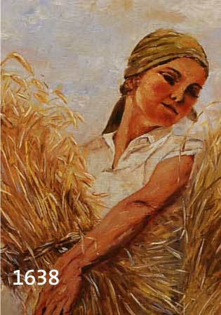 UNBEKANNTER KÜNSTLER, 60ER JAHRE, ÖL/SPANPLATTE, JUNGE FRAU IM KORNFELD, 32 X 21 CM, R.