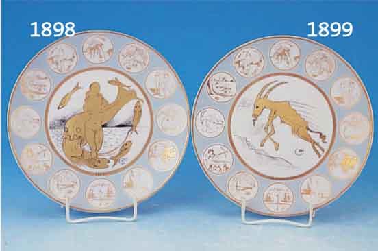 SALVSALVADORE DALI, 1904-1989, STERNZEICHENTELLER, STEINBOCK, NUM. AUFLAGE 5000 EXPL., PORZELLAN, BUNT BEDRUCKT MIT GOLDSTAFFAGE, D. CA. 20.5 CM, ...