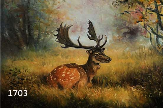 ZREZRECHLIN, 2. HÄLFTE 20. JH., DAMMHIRSCH IN DER LICHTUNG, SIGNIERT, 70 X 80 CM