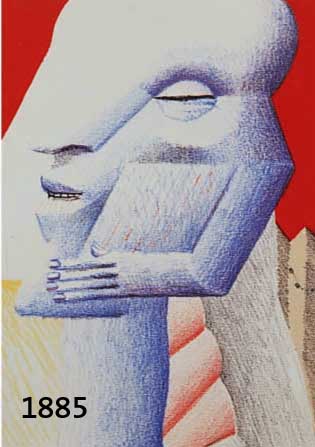 HORHORST ANTES, GEB. 1936, KOPFFÜßLER, FARBLITHOGRAPHIE, HANDSIGN., PP, RAHMEN CA. 17.5X12.5 CM