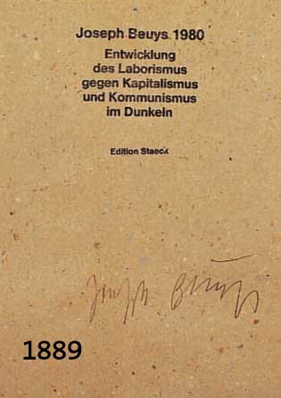 BEUYS, JOSEPH, 1921-1986, DDR-TÜTE 1980 ENTWICKLUNG DES LABORISMUS GEGEN KAPITALISMUS IM DUNKLEN, HANDSIGN., GESTEMPELT "DIE GRÜNEN"
