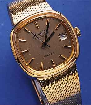 GLASHÜTTGLASHÜTTE HERRENARMBANDUHR, SPEZIMATIC, ME- TALLGEH. VERG., EDELSTAHLBD. GEDR., AB HERST. WASSERGESCH., ORIG. EDELST.BAND DOUBLE, DAT., ...