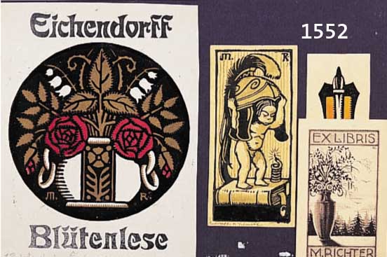 RICHTER, MAX, VIER EXLIBRIS, HOLZSCHNITT BZW. LITHOGRAPHIE, AUF EINEM BLATT MONTIERT
