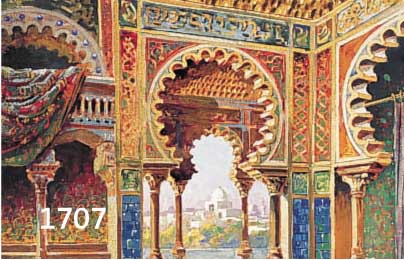 WOLTER, TONI, BLICK AUS EINEM ORIENTALISCHEN PALAST, GOUACHE AUF PAPIER, RE. U. SIGN., CA. 35 X 47 CM, RÄNDER LEICHT KNITTERFALTIG