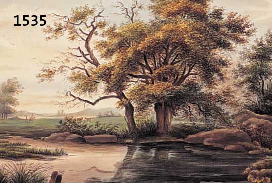 UNBUNBEKANNTER MALER DES 18. JH., ROMANTISCHE FLUßAUENLANDSCHAFT, GOUACHE AUF PAPIER, CA. 24.5 X 32.5 CM
