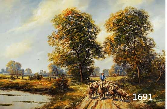 L. L. EICHENBACH, WOHL MITTE 20.JHD., ÖL/LWD, HIRTE MIT SCHAFHERDE IN IDYLLISCHER LAND- SCHAFT, M. CA. 60 X 80 CM, RAHMEN