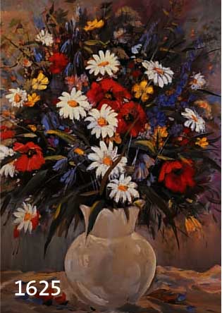 RESRESCH, DEUTSCHER MALER, GEST. 1954, STILLEBEN MIT WIESENBLUMEN, ÖL/LWD, LI. U. SIGN., CA. 72 X 59 CM, R.