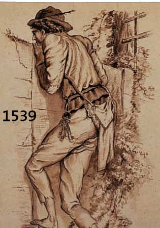 SEPIAZEICHNUNG, 18. JH., AUF PAPIER, JUNGER MANN SPÄHT ÜBER EINE MAUER, U. GL.GER., 35 X 24 CM, RAHMENGLAS L. BESCH., LI. U. UNDEUTL. MONOGR.