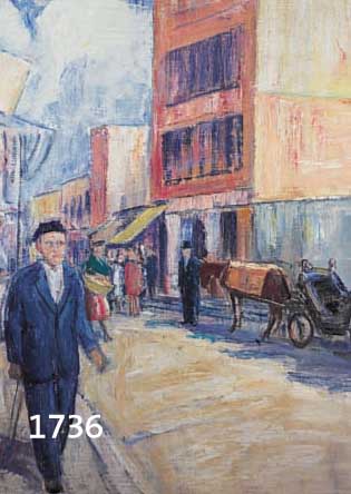 RYDEN, STIG, ERIK, WOLFRAM, * 1910 STOCKHOLM, SIGN., BELEBTE STRASSENSZENE MIT KUTSCHE, ÖL/LWD., 62 X 51 CM, AUF KEILRAHMEN