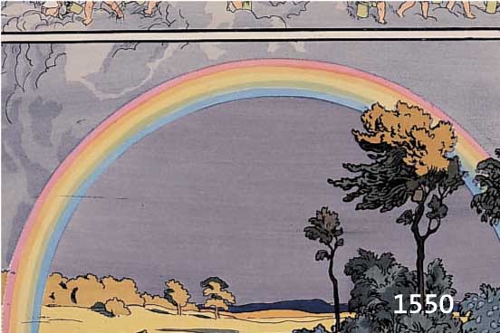 VON VOLKMANN, HEINRICH, KARLSRUHE, UM 1900, AQUARELL/PAPIER, LANDSCHAFT MIT REGENBOGEN U. "REGENMACHENDE PUTTI", PP., CA. 21 X 25CM, U. ...