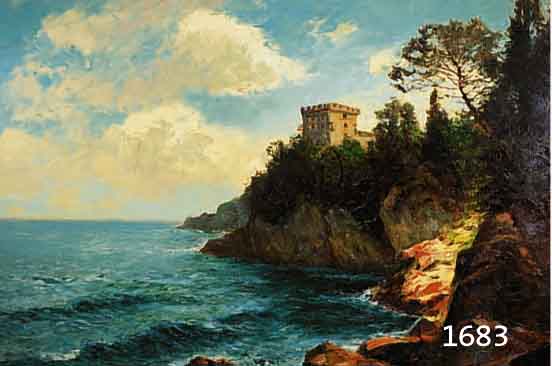 MALMALER DER MÜNCHNER SCHULE, CASTELL BROWN BEI PORTOFINO, ÖL/LWD, RE. U. UNLESERLICH SIGN (YOZ ?), UND BEZ.: MÜNCHEN, CA. 60 X 80 CM, R.