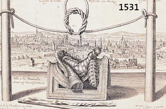 KUPFERSTICH, MATTH. MERIAN, UM 1925, SPANISCHE REITSCHULE, IM HINTERGRUND PANORAMA VON PARIS, AN DEN RÄNDERN L. EINGERISSEN, SAMMELWÜRDIG, 34 X ...