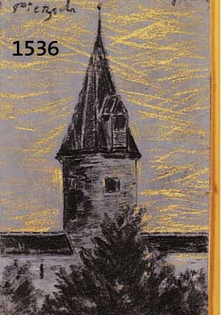 PIETZPIETZSCH, RICHARD, 1872 DRESDEN-1960 MÜNCHEN, ANSICHT AUS ROTHENBURG O.D. TAUBER, BLEISTIFT AUF KARTON, LI. O. HANDSIGN UND MIT ORTBEZ., ...