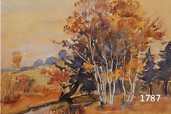 SPIRO, EUGEN, 1874-1972, HERBSTLICHE LAND- SCHAFT AM BACHLAUF, AQUARELL, RE. U. SIGN. UND DAT. 1938, CA. 21 X 27 CM, PP, U.GL., R.