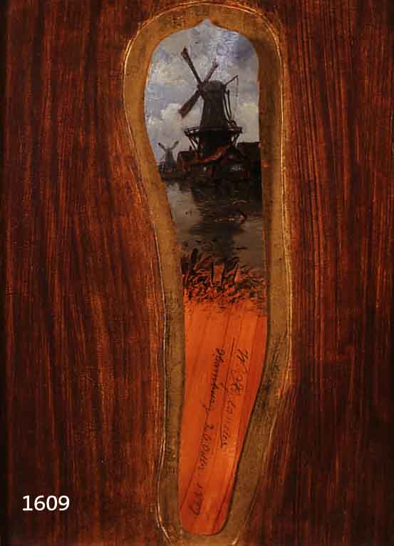 KAUKAULBACH, FRIEDRICH, SENIOR, BEMALTES FÄCHERSEGMENT, ÖL/HOLZ, VORDERSEITE BEMALT VON HYLANDER 1889, H. CA. 17 CM, R.