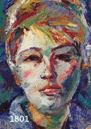 MONMONOGRAMMIST TA, MITTE 20. JH., EN-FACE-PORTRÄT EINER JUNGEN FRAU, ÖL/MALKAR- TON, CA. 27 X 21 CM, R.