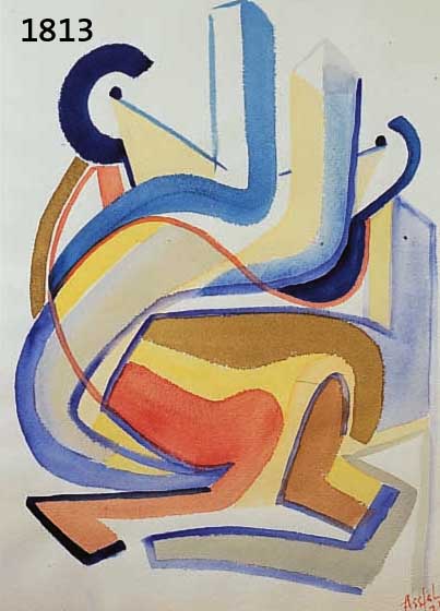 ASSFAASSFALG, SIEGFRIED, GEB. 1925 ROHRDORF/HORB, ABSTRAKTE KOMPOSITION, AQUARELL AUF PAPIER, RE. U. SIGN. UND DAT. 75, CA. 40 X 30 CM, PP, ...