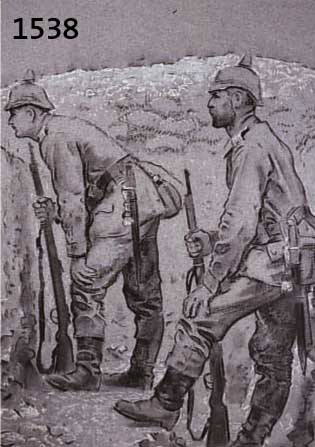 MONOMONOGRAMMIST G.L., DATIERT 1915, SOLDATEN IM SCHÜTZENGRABEN, KOHLEZEICHNUNG AUF GRAUEM PAPIER, TEILS WEIß GEHÖHT, LI. U. MONOGR., CA. 58 X ...