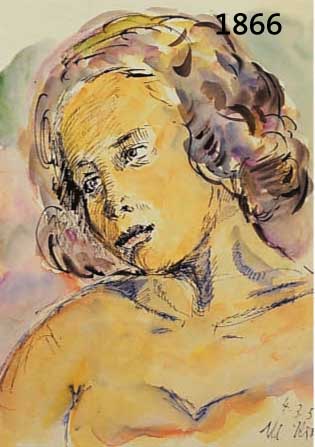 KRINKRINNER, MICHAELA, GEB. 1915 WALDMÜNCHEN, MEISTERSCHÜLERIN OSKAR KOKOSCHKAS, HIER: SELBSTPORTRÄT, AQUARELL, RE. U. SIGN. UND DAT. 59, CA. ...