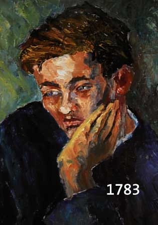 KRINKRINNER, MICHAELA, GEB. 1915 WALDMÜNCHEN, MEISTERSCHÜLERIN OSKAR KOKOSCHKAS, HIER: DER DENKER, ÖL/HOLZ, LI. U. SIGN., CA. 54 X 43,5 CM, R.