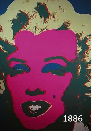 WARHOWARHOL, ANDY, MARILYN, FARBSIEBDRUCK AUS DER EDITION SUNDAY B. MORNING, RÜCKSEITIG SO GESTEMPELT, AUßERDEM STEMPEL: FILL IN YOUR OWN ...