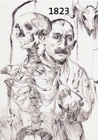 CORCORINTH, LOVIS, 1858-1925, DER KÜNSTLER UND DER TOD II, RADIERUNG, CA. 18 X 12 CM, WVZ SCHWARZ NR. 239