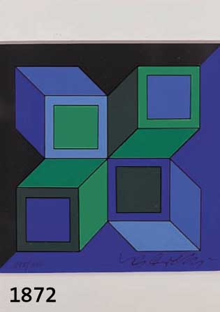 VASVASARELY, VIKTOR, FARBSERIGRAPHIE, HANDSIGNIERT, NUM. 115/150, CA. 10 X 10 CM, PP, U.GL., R.