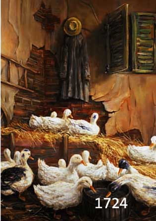 KORTKORTENBACH, OTTO, GEB. 1924, SCHÜLER VON COUNé, LANDSCHAFTS- UND TIERMALER, HIER: IM ENTENSTALL, ÖL/LWD, LI. U. SIGN., CA. 80 X 70 CM, R.