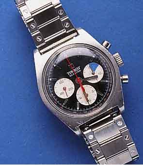 TISSOT TISSOT ARMBANDCHRONOGRAPH SEASTAR, SCHWEIZ UM 1965, EDELST., BODEN GESCHR., NEUTR. EDELST.-BAND, KONTRASTZIFFERBL. M. 30-MIN.- U. ...