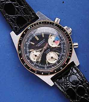 VALJOUXVALJOUX ARMBANDCHRONOGRAPH, SCHWEIZ UM 1967, EDELST., TAUCHERDESIGN, BODEN U. KRONE GESCHR. LÜNETTE M. 12ER-TEILUNG, 30-MIN.- U. 12-STD.- ...