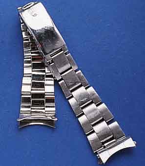 KONVOLKONVOLUT: 2 ROLEX OYSTER STAHLBÄNDER FÜR HERRENARMBANDUHREN, 1X UM 1958, STEGBR. 19 MM, L. VON STEG ZU STEG CA. 15 CM, 1X UM 1970, STEGBR. ...