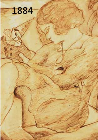 UNLUNLESERLICH SIGNIERT, UM 1926, MÄDCHEN MIT PIERROT-PUPPE, SIGNIERT UND DAT. TUSCHE AQUARELLIERT, 20 X 20 CM, RAHMEN