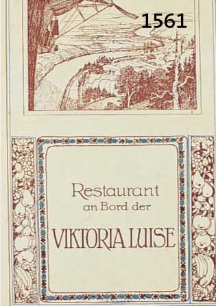 SPESPEISEKARTE: RESTAURANT AN BORD DER VIKTORIA LUISE, UM 1900, BUTTENPAPIER MIT GOLDPRÄGUNG JUGENDSTIL, ALTERSBEDINGT GUT ERHALTEN