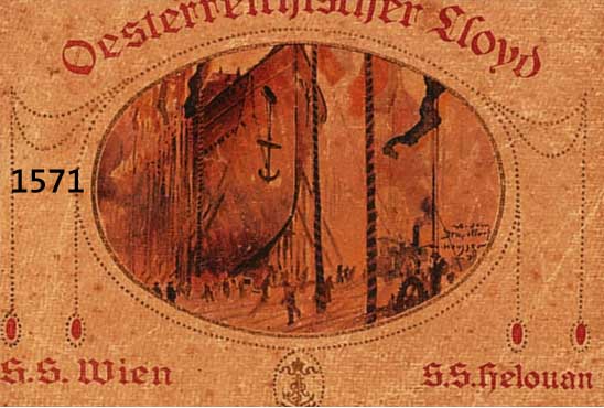 BESCHREIBUNG: ÖSTERREICHISCHER LLOYD, S.S. WIEN UND S.S. HELOUAN, 1911, BüTTENPAPIER, MIT EINEM ORIG. AQUARELL VON HARRY HEUSER, ...