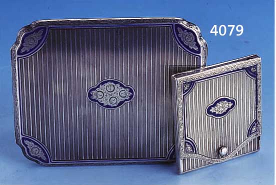 ZIGZIGARETTENETUI UND STREICHHOLZETUI, DEUTSCH UM 1920, LUTZ & WEISS PFORZHEIM, 800ER SILBER, BLAU EMAILL.
