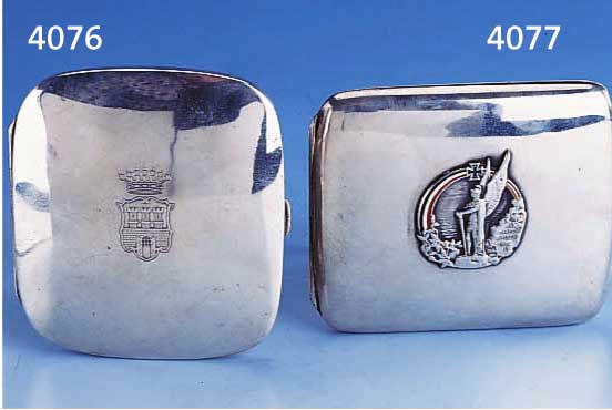 ZIGZIGARETTENETUI, DEUTSCH, WERNER, SCHWÄBISCH. GMÜND, UM 1920, 800ER SILBER, SCHWARZ, WEIß ROT EMAILL. (REICHSFAHNE),